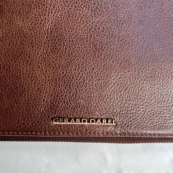 Gerard Darel Brown Zip Around Genuine Leather Tablet Bag Sleeve 10 x 9… - Picture 6 of 7